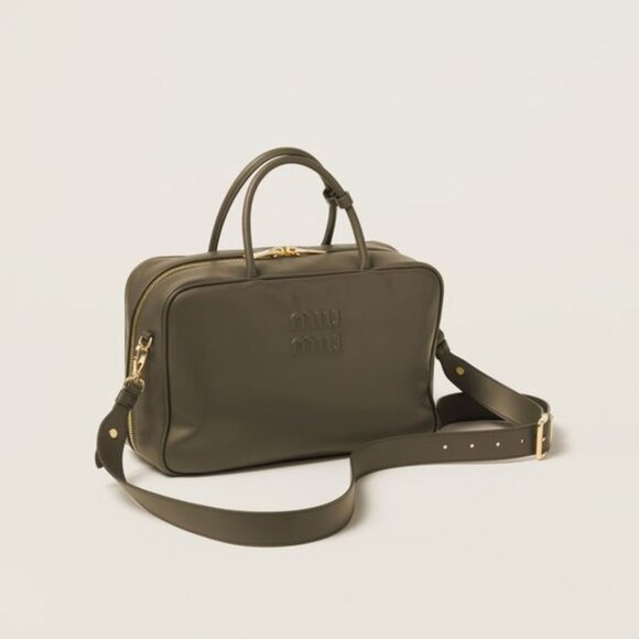 Miu Miu Beau Top Handle Leather Bag w/ strap in Military Green - Picture 11 of 13